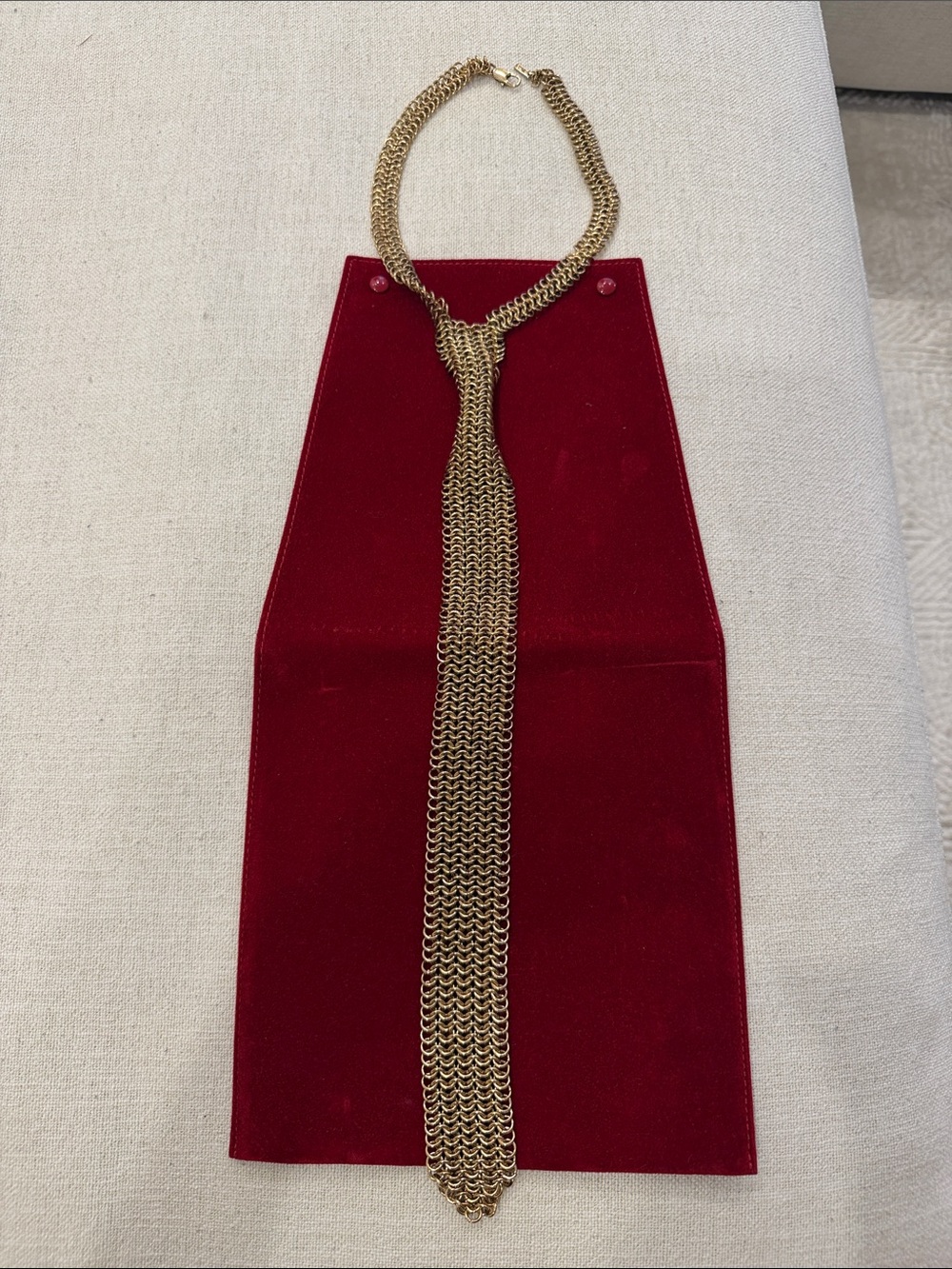 ZARA Gold Chainmail Tie Necklace - Bold Statement